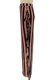 Red Euramerican Women Stripe Printing Tassel Pencil Skirts AL188-2
