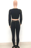 Wine Red Euramerican Pure Color Long Sleeve Bandage Cardigan Strapless Bodycon Pants Sets HT6076-2