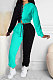Light Blue Women Bandage Eyelet Color Matching Spliced Pants Sets MDF5259-1