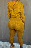 Yellow Whoelsale Sport Long Sleeve Hoodie Sweat Pants Solid Color Casual Sets X9327-1