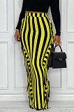 White Euramerican Women Stripe Printing Tassel Pencil Skirts AL188-1