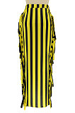White Euramerican Women Stripe Printing Tassel Pencil Skirts AL188-1