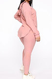 Black Cotton Blend Casual Long Sleeve Slit Hoodie Pencil Pants Slim Fitting Sets HH8942-1