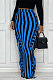 Blue Euramerican Women Stripe Printing Tassel Pencil Skirts AL188-4