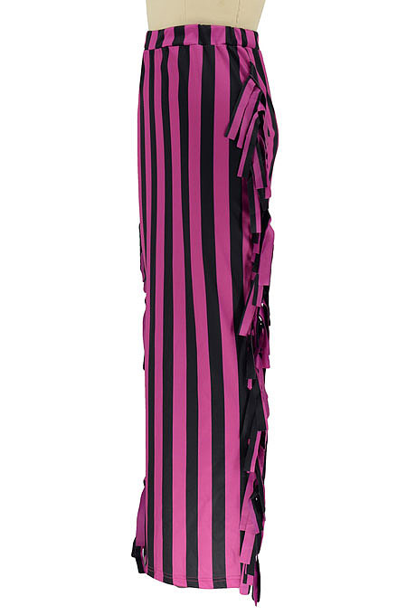 Rose Red Euramerican Women Stripe Printing Tassel Pencil Skirts AL188-6