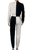 Dark Yellow Women Bandage Eyelet Color Matching Spliced Pants Sets MDF5259-4