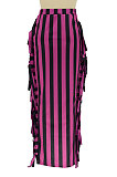 Red Euramerican Women Stripe Printing Tassel Pencil Skirts AL188-2