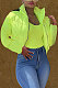Neon Green Women Long Sleeve Cardigan Zipper Solid Color Keep Warm Down Jacket KZ2141-3