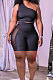 Red Sexy Oblique Shoulder Mesh Spliced Tops Shorts Solid Color Two-Piece HT6073-3
