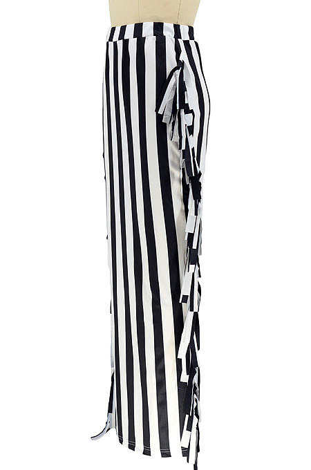 Apricot Euramerican Women Stripe Printing Tassel Pencil Skirts AL188-3