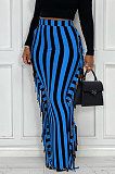 Apricot Euramerican Women Stripe Printing Tassel Pencil Skirts AL188-3