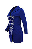 Red Modest Wholesale Long Sleeve Lapel Neck Bandage Suits Jacket Dress HH8986-2