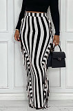Rose Red Euramerican Women Stripe Printing Tassel Pencil Skirts AL188-6