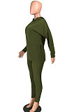 Black Cotton Blend Casual Long Sleeve Slit Hoodie Pencil Pants Slim Fitting Sets HH8942-1