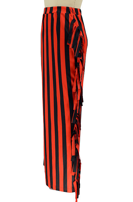 Apricot Euramerican Women Stripe Printing Tassel Pencil Skirts AL188-3