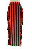 White Euramerican Women Stripe Printing Tassel Pencil Skirts AL188-1