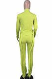 White Simple Wholesale Long Sleeve High Neck Bodycon Tops Pencil Pants Slim Fitting Sets L0363-1