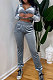 Grey Casual Velvet Pure Color Long Sleeve Zip Front Hoodie High Waist Elasticbelt Sweat Pants Sets SY8826-5