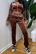 Khaki Casual Velvet Pure Color Long Sleeve Zip Front Hoodie High Waist Elasticbelt Sweat Pants Sets SY8826-3