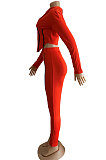 Red Sports Whoelsale Strip Line Spliced Long Sleeve Zip Hoodie Pencil Pants Slim Fitting Sets WM21818-3