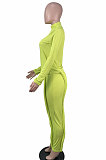 Black Simple Wholesale Long Sleeve High Neck Bodycon Tops Pencil Pants Slim Fitting Sets L0363-2