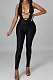 Black Trendy Sexy Printing Sleeveless Hollow Out Tight Skinny Mid Waist Bodycon Jumpsuits CCY9236-2