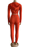 Red Sports Whoelsale Strip Line Spliced Long Sleeve Zip Hoodie Pencil Pants Slim Fitting Sets WM21818-3