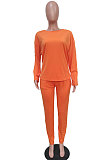 Light Blue Simple Wholesale Long Sleeve Round Neck T-Shirts Trousers Solid Color Sets BBN202-1