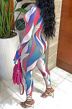 Blue Euramerican Women Gradient Sexy Bandage Hollow Out Crop Bodycon Jumpsuits BYQ1033-1