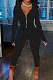 Black Wholesale Pure Color Long Sleeve Zip Front Tops Trousers Slim Fitting Sport Sets TC043-6