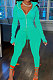 Cyan Wholesale Pure Color Long Sleeve Zip Front Tops Trousers Slim Fitting Sport Sets TC043-1