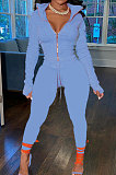 Pink Wholesale Pure Color Long Sleeve Zip Front Tops Trousers Slim Fitting Sport Sets TC043-7