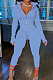 Sky Blue Wholesale Pure Color Long Sleeve Zip Front Tops Trousers Slim Fitting Sport Sets TC043-4