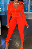 Cyan Wholesale Pure Color Long Sleeve Zip Front Tops Trousers Slim Fitting Sport Sets TC043-1