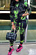 Green Cotton Blend Simple Tie Dye Printing Long Sleeve Hoodie Trousers Sport Sets TC046-3