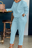 Red Simple Wholesale Long Sleeve Round Neck T-Shirts Trousers Solid Color Sets BBN202-6