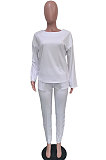Red Simple Wholesale Long Sleeve Round Neck T-Shirts Trousers Solid Color Sets BBN202-6