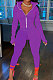 Drak Purple Wholesale Pure Color Long Sleeve Zip Front Tops Trousers Slim Fitting Sport Sets TC043-3