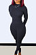 Black Wholesale Newest Ribber Long Sleeve O Neck T-Shirts Bodycon Pants Slim Fitting Solid Color Sets TC095-5