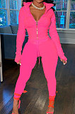 Cyan Wholesale Pure Color Long Sleeve Zip Front Tops Trousers Slim Fitting Sport Sets TC043-1