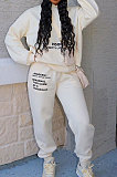 Green Casual Autumn Winter Letter Printing Long Sleeve Hoodie Sweat Pants Sets TC042-2