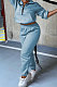 Sky Blue Autumn Winter Long Sleeve Zip Front Jumper Mid Waist Ankle Banded Pants Sport Sets TC089-3