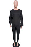 Light Blue Simple Wholesale Long Sleeve Round Neck T-Shirts Trousers Solid Color Sets BBN202-1