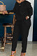 Black Simple Wholesale Long Sleeve Round Neck T-Shirts Trousers Solid Color Sets BBN202-4