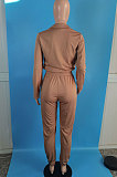 Brow Autumn Winter Long Sleeve Zip Front Jumper Mid Waist Ankle Banded Pants Sport Sets TC089-1