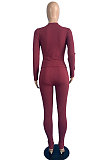 Black Wholesale Newest Ribber Long Sleeve O Neck T-Shirts Bodycon Pants Slim Fitting Solid Color Sets TC095-5