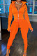 Orange Wholesale Pure Color Long Sleeve Zip Front Tops Trousers Slim Fitting Sport Sets TC043-2