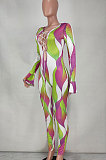 Purple Euramerican Women Gradient Sexy Bandage Hollow Out Crop Bodycon Jumpsuits BYQ1033-2