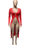 Black Euramerican Women Solid Color Cardigan Button Ribber Irregular Coat Q970-2