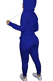 Pink Euramerican Women Pure Color Skinny Drawstring Cradigan Hooded Fleece Bodycon Pants Sets XQ1152-1